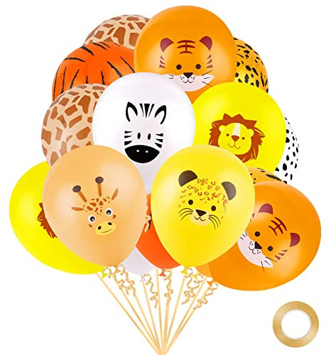 Ainiv 15PCS Balloons, Cartoon Animal 12inch Strong Thicken Party with Ribbon, Metallic Latex Children, Supplies for Birthday, Graduation Decoration, Baby Shower, F5-3379959