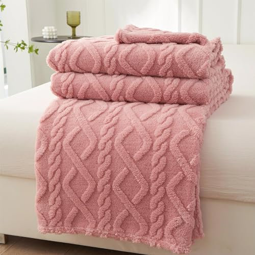 Mezzar Manta Sofa, Plaid Mantas Sofa Verano para Cama Suave y Peluda de Doble Cara para Niños y Adultos, Flannel Blanket para Toda Estación (Rosa, 200 * 230CM)