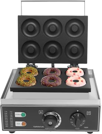 Ageanbri 6 Holes Donut Maker Machine Bubble Waffle Maker Electric Doughnut Maker Machine Maquina Para Hacer Donas Waffle Machine 110V Commercial Use Nonstick, for Restaurant and Home