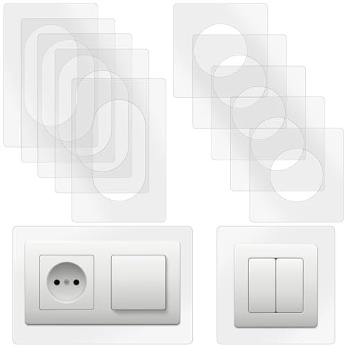 HTTYHT 10 Stück Lichtschalter Schutz für Wand - Transparenter Tapetenschutz für 2-fach 1-fach Steckdose und Schalter - Schutzfolie und Schutzrahmen Aufkleber