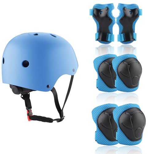 ZWOOS Protezioni Skateboard Bambino,Protezioni Bici Bambino con Casco Regolabile Ginocchiere Gomitiere, Protezioni Skateboard Bambini per Skateboard,Bicicletta,Pattinaggio, Monopattino