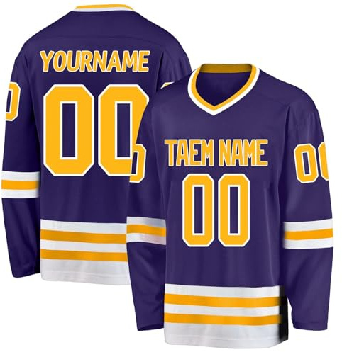 Custom Ice Hockey Jersey for Men - Personalized Name & Number - Purple