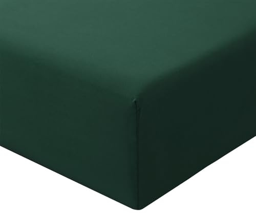 RUIKASI Super King Fitted Sheet Deep 40cm Pocket, Emerald Green 180x200cm | OEKO-TEX Soft Brushed Microfiber Superking Bottom Sheet Ultra Deep Fit Bedsheet Machine Washable Easy Care