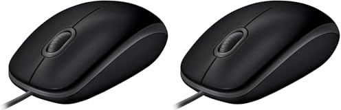 Logitech B110 Souris Filaire USB, Boutons Silencieux, Taille Standard au Design Confortable, Ambidextre, Compatible avec PC/Mac/Portable - Gris (Lot de 2)