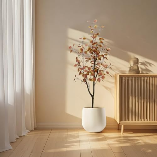Arbre artificiel Geldbaum en automne, Arbre artificiel décoratif Geldbaum 120 cm, Arbre artificiel d'érable en pot comme décoration intérieure, Plante artificielle pour l'intérieur et l'extérieur de