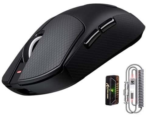 ATTACK SHARK X8 Ultra 8KHz Ratón Gaming Inalámbrico, 55g Ultraliviano, Nordic 52840, PAW3950MAX, 42KDPI, BT/2.4Ghz/USB-C, Recubrimiento Nano Frío, Manos Grande, 500mAh, Griptape, SW&Web Driver (Negro)