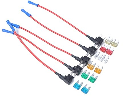 Cabilock 5 Pezzi Portafusibili Auto Low Profile In Line con Fusibili Porta Fusibile Compatto per LED Allarmi e Accessori Auto con Fusibili Lama Standard