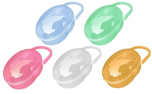 Napphållare, 5 st nappar fodral BPA-fri dammtät bärbar hållare fodral med handtag lätt napplåda för blöjväska hem resor utomhus