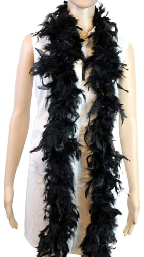 HUVZOR Boa en Plumes Naturelles de Dinde 1.8m - Fait Main pour Décoration de Fête, Mariage, Costume et Centre de Table, Idée Cadeau Noël et Événement Spécial