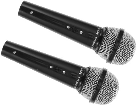 Kisangel Lot de 2 Faux Microphones Miniatures Noirs en Plastique Accessoire de Fête Réaliste pour Jeu de Rôle et Spectacle Garçon et Filles Léger et Portable pour Performance et Photo