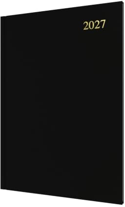2027 Calendar Year Planner - 12 Month A4 Week-to-View Diary - Hard Cover in Black - Collins Debden Essential Range (ESSA43.99-27)