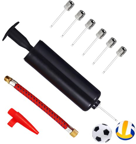 BCHKO Pompa per Palloni con 7 Aghi, 1 Ugello e 1 Tubo, Pompa Manuale per Palloni, Basket, Calcio, Pallavolo, Rugby, Pallanuoto e Palla Gonfiabile