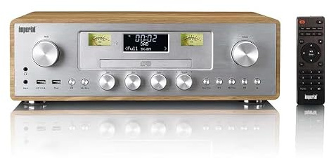 Imperial DABMAN 280CDWDSI – DAB Plus FM-radio – internetradio – CD MP3-spelare – Bluetooth V5.4 – två USB-portar – 2 x 15 watt högtalare – väckningsfunktion – träutseende