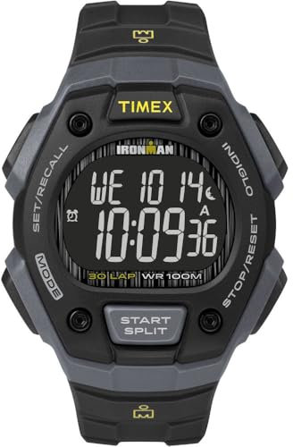 Timex Herren Ironman Classic 30 38mm Uhr - Graues & Schwarzes Gehäuse mit Negativem Display und Schwarzem Kunstharzarmband TW5M18700