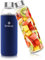 BELICOO BPA-Free Glass Water Bottle 550ml/18oz Borosilicate Leak Proof Portable for School Office Home Travel Sport with Neoprene Carrying Sleeve and Nylon Bottle Brush (Sapphire)