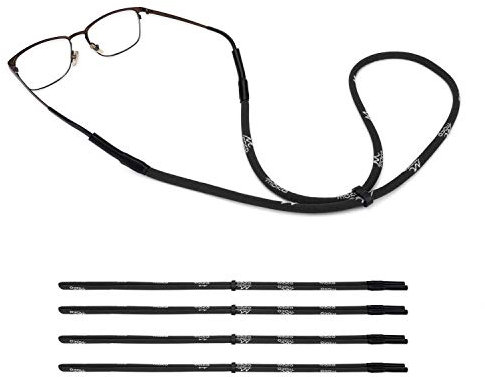 MoKo Einstellbare Brillenhalter, [4 Pack] Universal Fit Seil Sport Sonnenbrillen Retainer, Unisex Sonnenbrille Bügelbrille Halter für Männer, Frauen - Schwarz