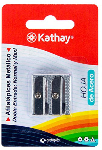Kathay 86614300 Taille-crayon double en métal : normal et maxi, lame en acier