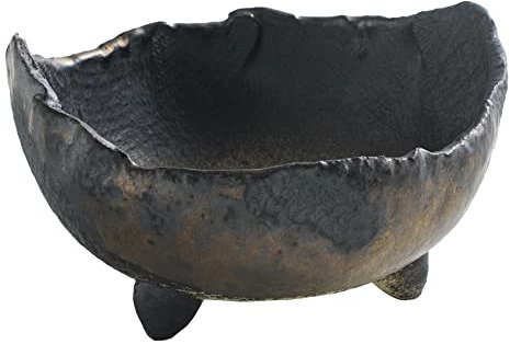 Wazakura Banko Series Pot à Bonsaï Rustique Japonais, Fait à la Main en Forme de Croissant Taille 12 cm, Fabriqué au Japon, Pot de Fleurs, Vase de Plante d'Intérieur - Noir et Marron