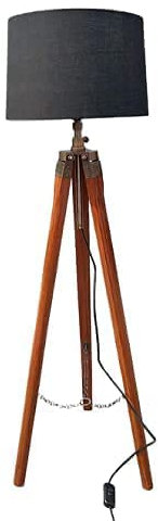 Lámpara de pie vintage para habitación náutica lámpara de sombra de madera trípode lámpara de pie sala de estar decorativo lámparas de pie de madera lámpara de sombra de piso