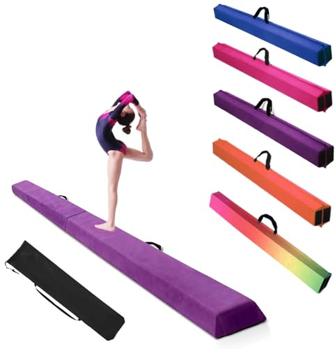 Alondy Ginnastica Trave di Equilibrio Pieghevole Trave di Equilibrio Equilibrio Attrezzature per Il Fitness per Bambini Allenamento Ginnastica Esercizio (275 cm, Viola)