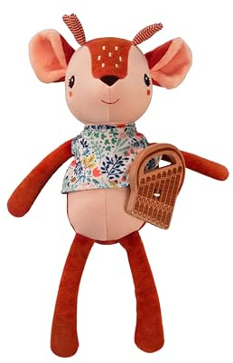 LILLIPUTIENS - Peluche Musicale - Stella Il Cerbiatto - Giocattolo sonoro per calmare e risvegliare Il Neonato dalla Nascita - con Melodia Dolce e Flauto di Pan in Legno Nascita