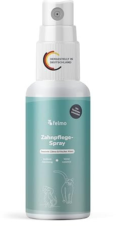 felmo Zahnpflege-Spray (Dentalspray) für Hunde und Katzen (150ml) Entfernt Zahnbelag & sorgt für frischen Atem durch 50 fermentierte Kräuter & Kalzium - von unseren Tierärzten entwickelt