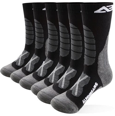 Premium Wandersocken aus Merino Wolle - [3 Paar] - Profi Trekkingsocken zum Wandern - Outdoor Socken für Damen, Herren & Kinder - Warme Merino Wandersocken - Funktionssocken (Schwarz, 43-48)