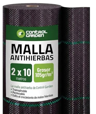 Control Garden Malla Antihierbas 2 x 10 m Groso 105gr | Malla Anti Malas Hierbas y Maleza para Jardín, Huerto, Cesped | Lona Antigerminante Transpirable, Permeable y Resistente