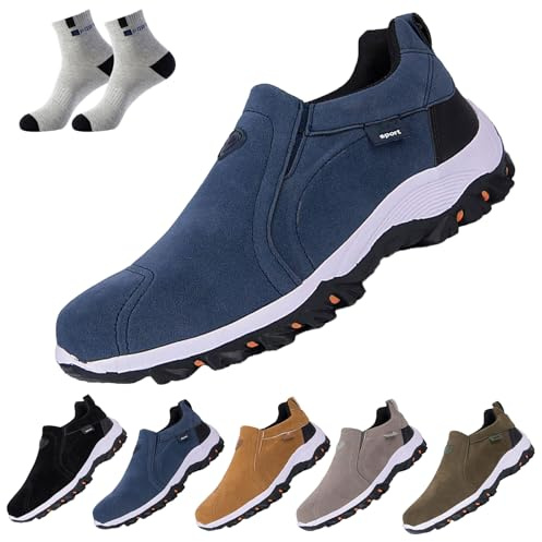 Scarpe da Passeggio Ortopediche da Uomo, Scarpe Ortopediche Comode con Supporto per L'Arco Plantare, Scarpe Slip on Imbottite (45,Blu)