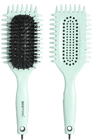 BESTOOL Curly Hair Brush, Curl Defining Brush for Women Men, Boar & Nylon Bristle Hairbrush for Wet/Dry Hair Smoothing Massaging Detangling