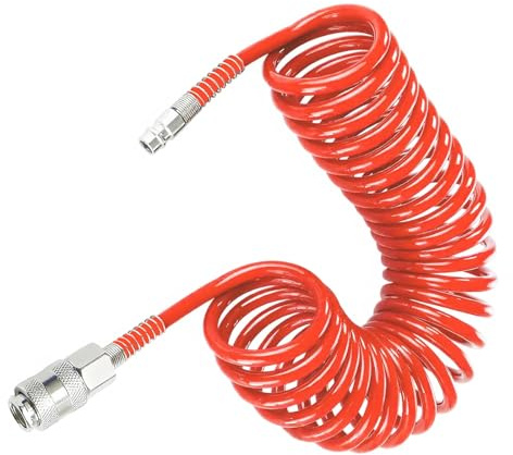 TIANLIN Manguera Compresor Aire 9m, PU Naranja 6x4mm con Conector Rápido, Accesorios Compresor Aire y Herramientas Neumáticas