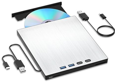 Unidad De BLU-Ray Externa, Grabadora Portátil, USB 3.0 Tipo C, Compatible con BLU-Ray/DVD 100 GB Calidad Imagen Nítida Audio Estable