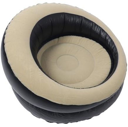 Fdit Canapé gonflable portable avec valve rapide pour intérieur et extérieur, 75 x 75 cm, capacité de 200 kg, en PVC floqué (café)