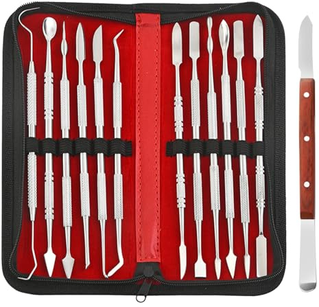 BORDEAG Strumenti per Intagliare La Cera,13 Pezzi Set di Attrezzi per Modellare,Attrezzi per Intagliare,Kit di Strumenti Fai da Te Scalpello per Cera,Sculture,Modellazione,Dettagli