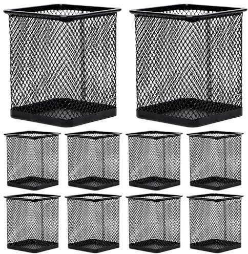 Bofanze 10 Pezzi Portapenne Quadrato nero Porta Penne Nero per Scrivania Portapenne da Scrivania Organizer da Scrivania per Penne, Pennelli per il Trucco, Uffici, Camere da Letto