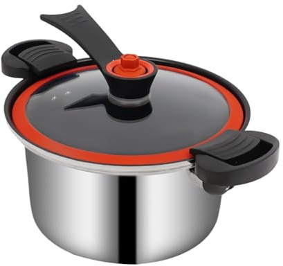 Micro Pressure Cooker, 1.8L/0.48Gal Non Stick Multi-Function Micropressure Round Cooking Pot, Vertical Stewpot with Twist Lock Handles for Open Fire, Induction Cooker, Electric, Gas Stove (Silver)