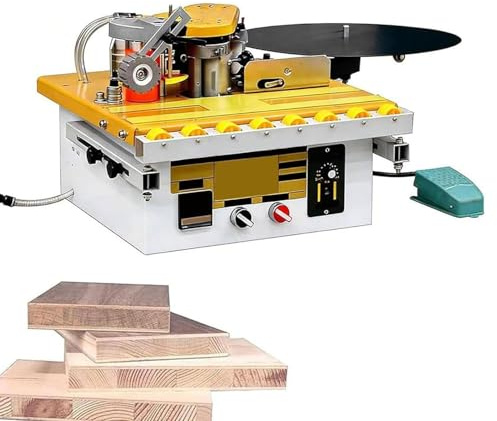 Máquina de bandas de bordes portátil, encoladora de bordes para carpintería con control de temperatura por microcomputadora para bordes curvos y rectos, rotura automática de cinta, versión extendida