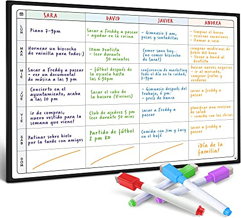 A3 Calendario Magnético por Smart Panda - Pizarra Planificadora Grande para Comidas Planes, Tareas o Dietas - Pizarra Blanca para Nevera – Semanal, en Español
