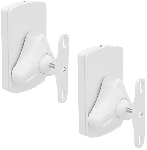 deleyCON 2X Universal Lautsprecher Wandhalterung Set Halterung Boxen Halter Schwenkbar + Neigbar bis 10Kg Deckenmontage + Wandmontage - Weiß