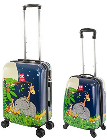 Travelhouse Happy Children Kinder Koffer Elephant ABS Hartschale Reisegepäck Reisetrolley Trolley Kinderkoffer Kindertrolley 27L+ 41L Bordkoffer und Koffer Set