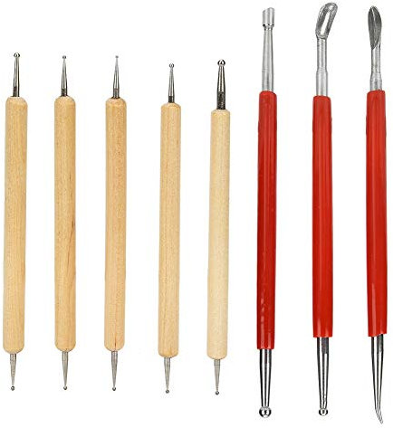 Kit de Herramientas de Repujado de Cuero, 8 Piezas, Juego de Tallado y Modelado con Cuchara de Punteado