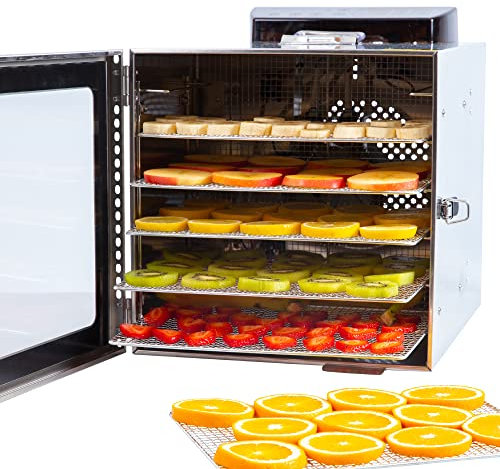 Vita5 Model S Deshidratador de Alimentos con 6 Bandejas de Acero Inoxidable - Deshidratador con Temperatura Regulable 30-75°C - Deshidratadoras 400W de Carne Setas Fruta con Timer 24h Desidratadoras