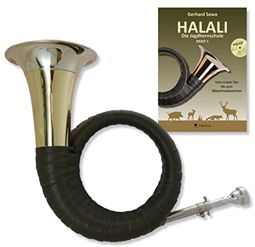 Tuyama® TJG-202A Classic - Jagdhorn Fürst-Pless-Horn in B Posthorn Horn + Halali Jagdhornschule (Starterkit)