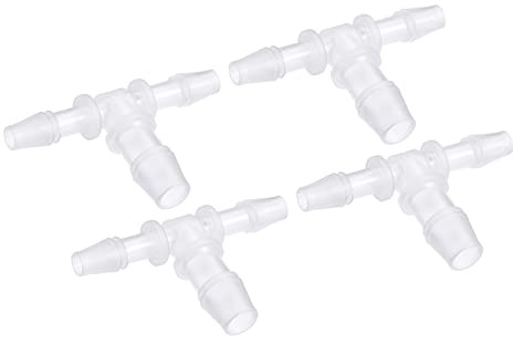 M METERXITY 4pcs Barb Hose Fittings 6x10x6mm Transparent(T Shaped 3 Way) | Tee Plastic Pipe Connectors,Apply to Water Fuel