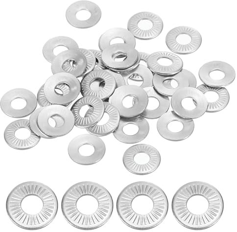 PATIKIL Rondelles à Ressort Belleville en Acier Inoxydable 304, Lot de 50 Rondelles Plates Coniques Cannelées M3x8mm pour l'Automobile, l'Industrie et la Construction