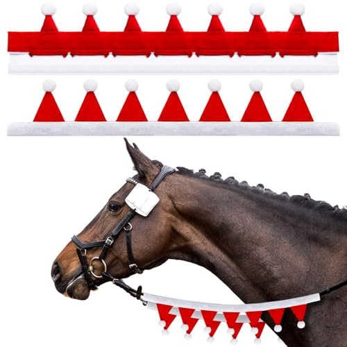 Abbylike 2 fundas de riendas de Navidad para Navidad, accesorios de disfraz de caballo (rojo y blanco)