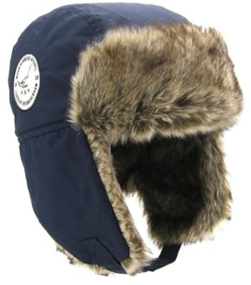 Chapka Chapeau d'hiver pour Enfant, Chapeau de Trappeur Imperméable Coupe-Vent, Bonnet d'aviateur avec Fausse Fourrure Oreille Rabat Casquette Ski pour Garçon Fille (FR/ES, Numérique, 50, 51, C-Bleu)