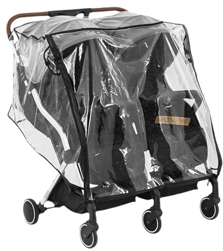 Barnvagn Regnskydd universellt regntätt transparent skydd sida vid sida vindskydd med dragkedja för dubbel baby