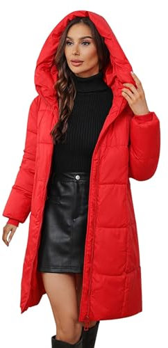 winter waterproof coats women long jackets for women uk elegant Womens Winter Coat Warm Padded Long Down Jacket Lightweight Hooded Long Sleeve Zipper Snow Coats Windproof Quilted Puffer Coat