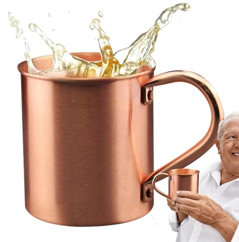 Tazas de cobre genéricas, tazas rectas de cobre, 450 ml, taza de bebida, reutilizable, para vino, café, para viajes, cocina, Navidad, hombres y mujeres